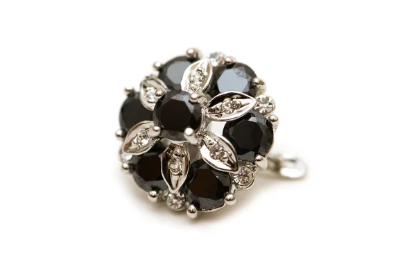 Earring with balck and silver stones — Stock Photo, Image