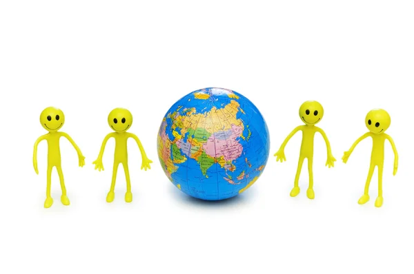 Smilies and the globe isolated — Stock Photo, Image
