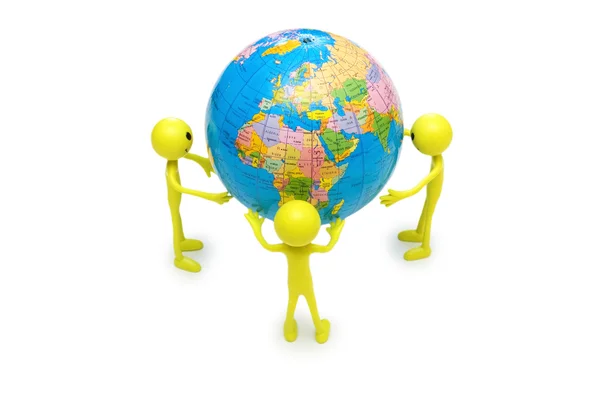Smilies holding the globe — Stock Photo, Image