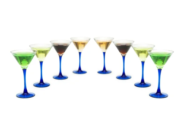 Olika cocktails isolerats — Stockfoto