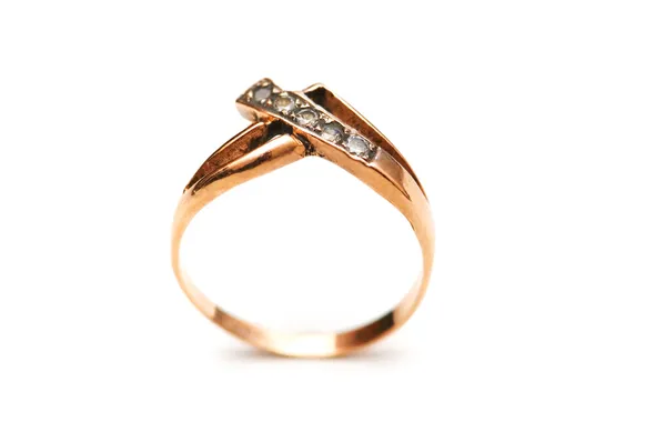 Anello con diamanti isolati — Foto Stock