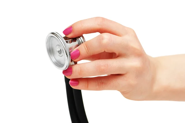 El tutma stetoskop izole — Stok fotoğraf