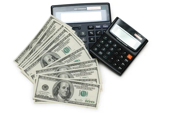 Dollars and calculators isolated — Stock Photo, Image