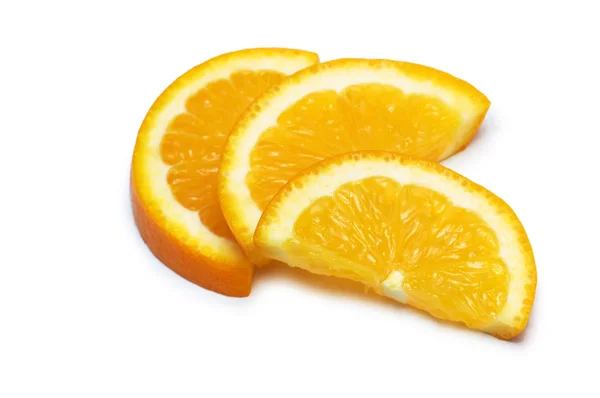 Tre fette di arancia isolate — Foto Stock