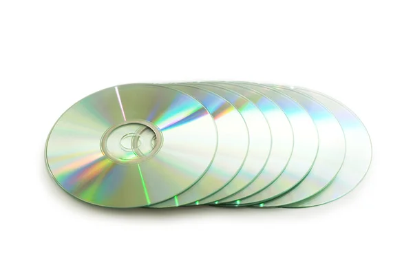 Många CD-skivor isolerat på vita — Stockfoto
