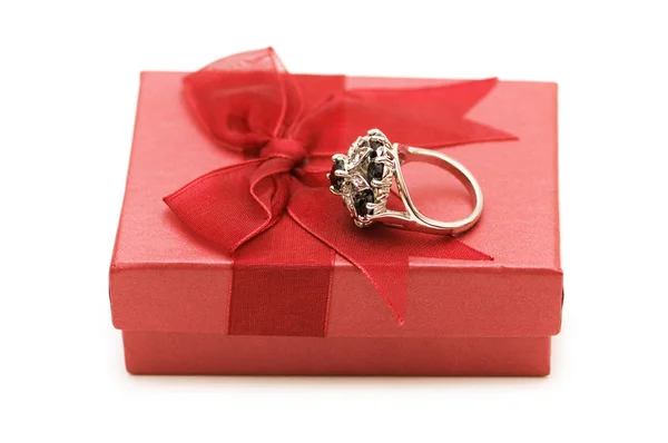 Ring and giftbox isolated Stock Picture