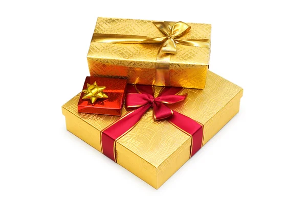 Gift boxes isolated on the white — Stock Photo, Image