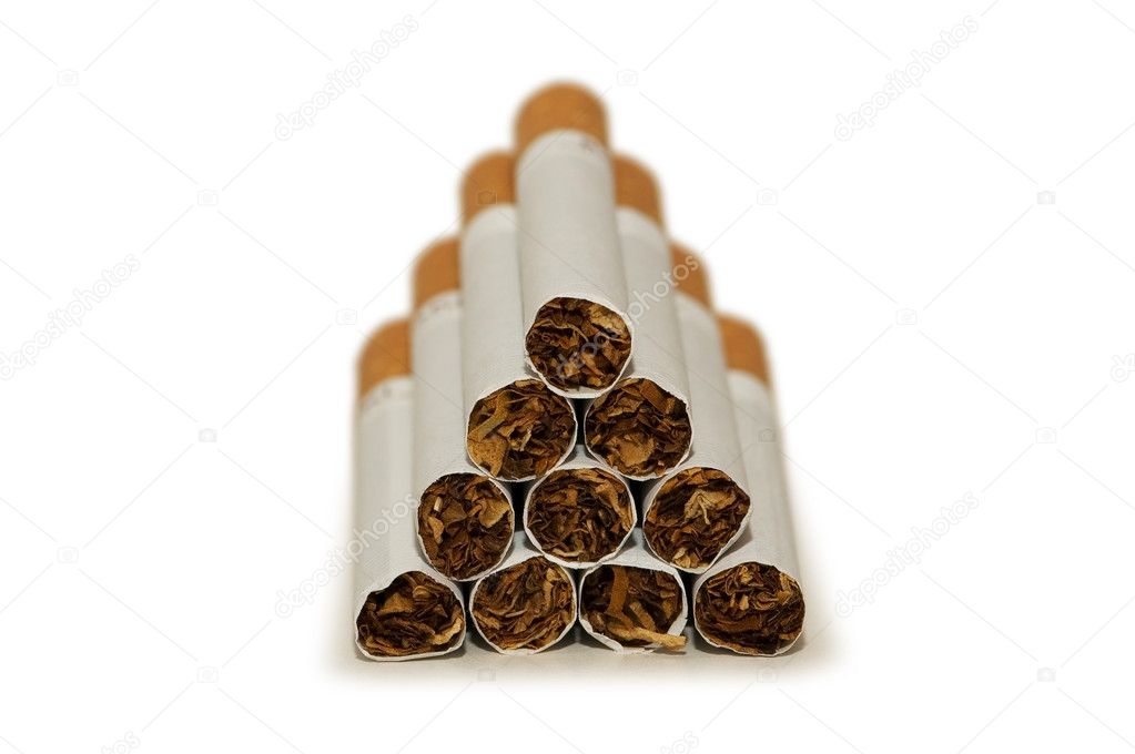 Cigarettes arranged isolated
