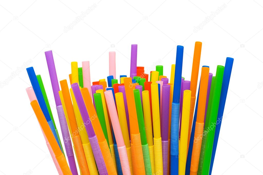 Lots of drinking straws isolated