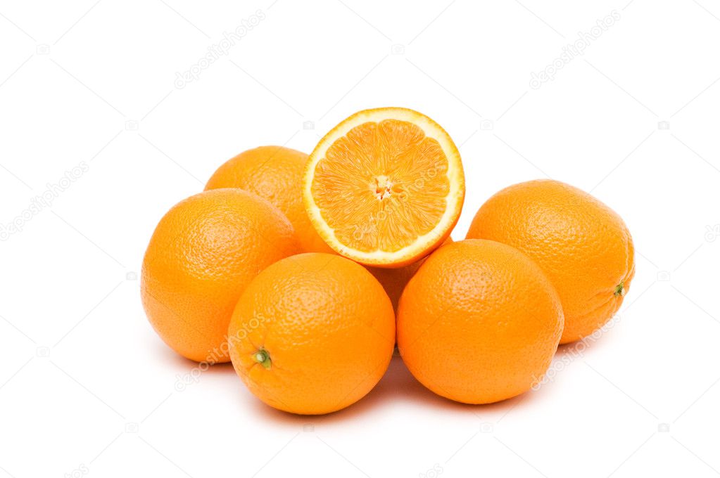 Two oranges isolated on the white