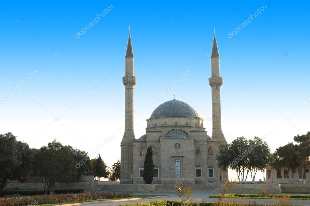Mosque with two minarets in Baku