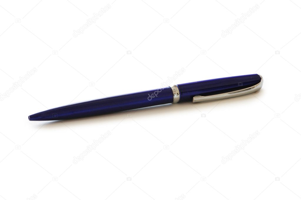 Blue pen isolated on the white