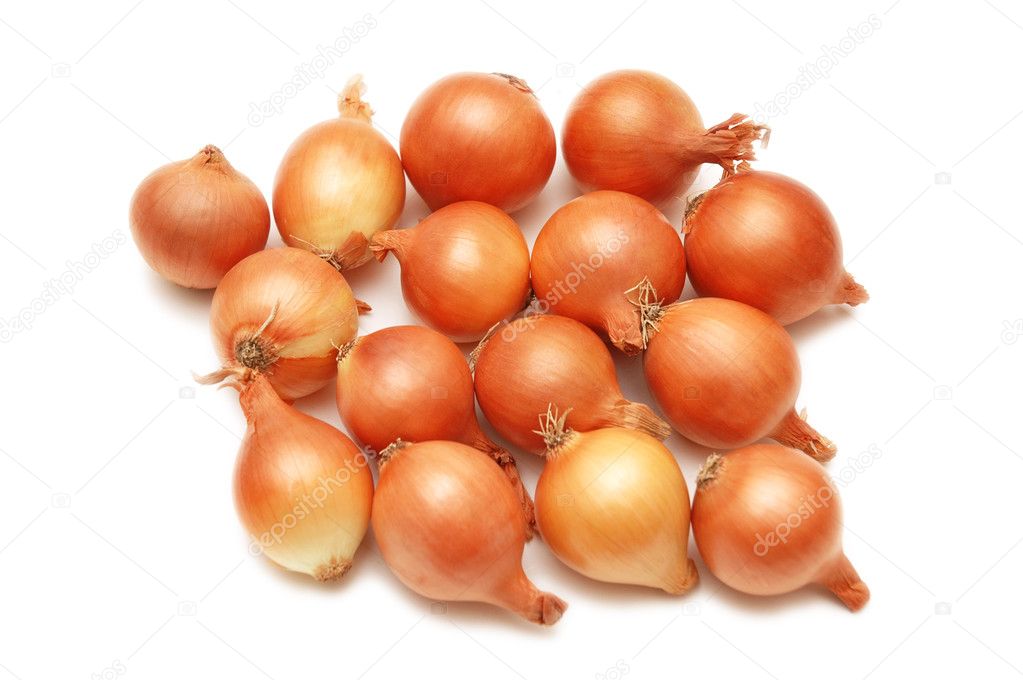 Lots of onions isolated on white