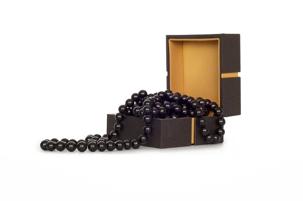 Scatola portagioie con collana nera — Foto Stock