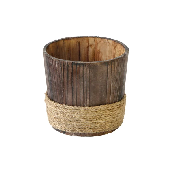Wooden pot for flowers — Stock Photo, Image