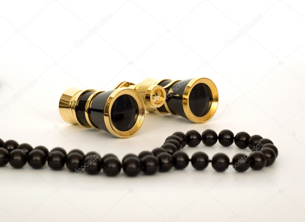 Opera-glasses with black necklace