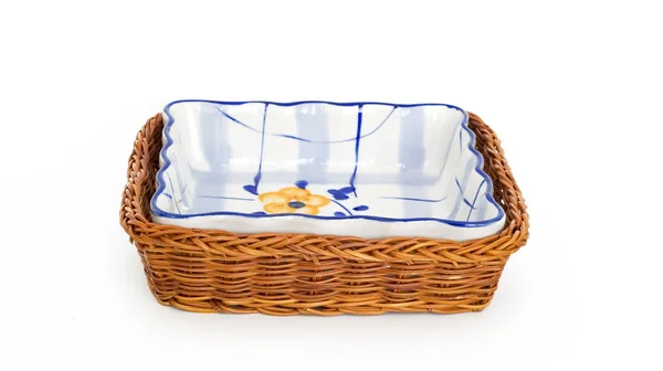 Basket with plate — Stock Photo, Image