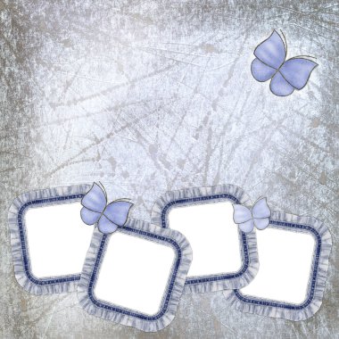 Four jeans frames with lace and batterfl clipart