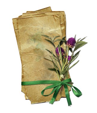 Old grunge paper with bouquet clipart