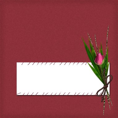 Card with rose and bamboo from desing clipart