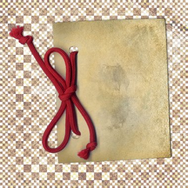 Old paper with rope on transparent backg clipart