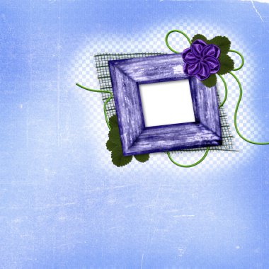 Old frame with fabric flower and leaves clipart