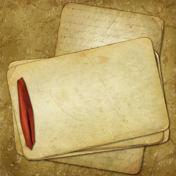 Grunge oude papieren voor design met rode ri — Stockfoto
