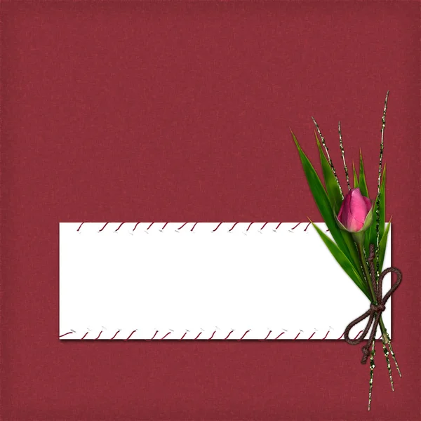 Cartão com rosa e bambu de desing — Fotografia de Stock