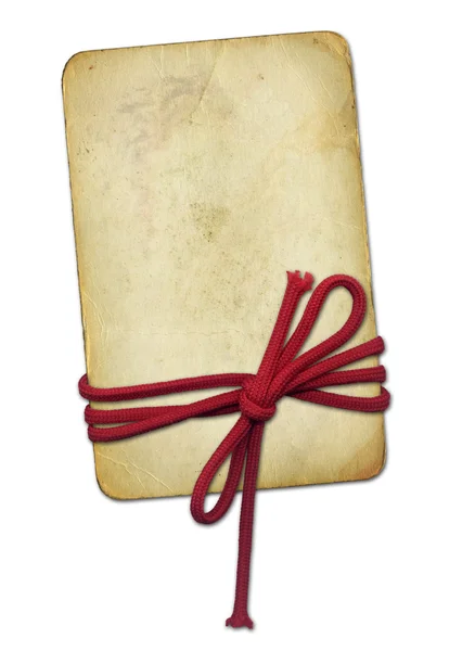 Grunge papel velho com corda isolada de volta — Fotografia de Stock