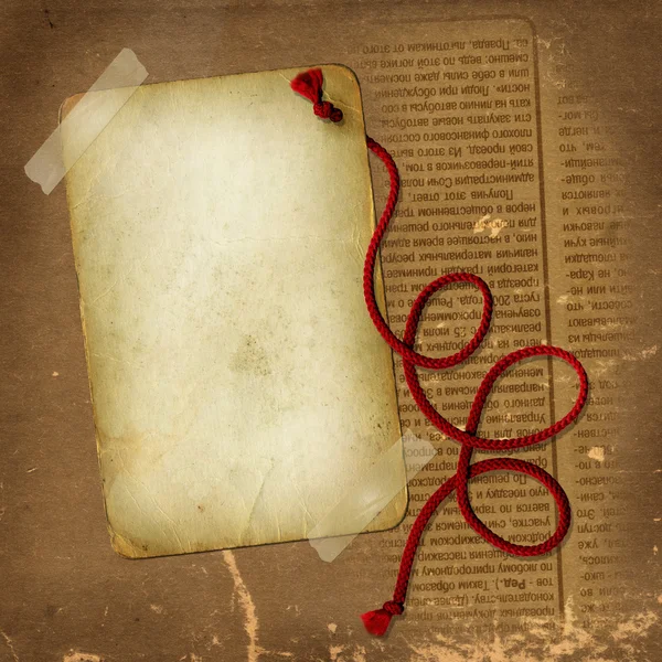 Oud papier met rode touw voor ontwerpen — Stockfoto