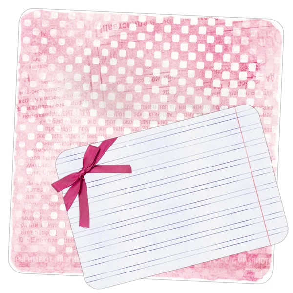 Rose background with note paper and bow — Stock Photo, Image