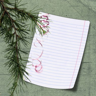Sheet with christmas tree on background clipart