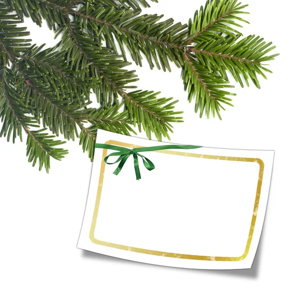 Tarjeta con árbol de Navidad y marco blanco —  Fotos de Stock
