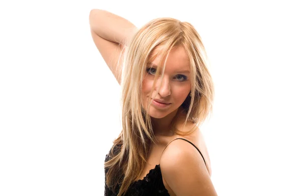 Porträt einer schönen jungen blonden Frau, isoliert auf weiß — Stockfoto