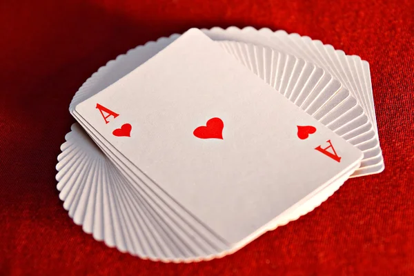 The pack of the playing cards which have been spread out by a fan Stock Picture