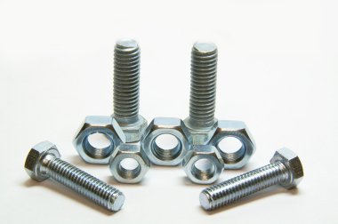 Four head bolts and Five screw nuts clipart