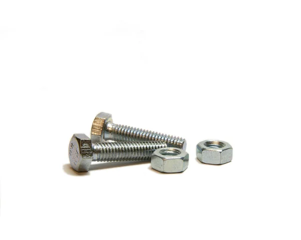 Two nead bolt and two screw-nut — Stock Photo, Image