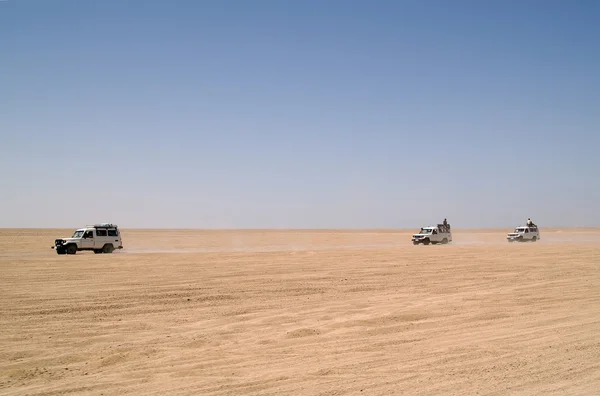 Jeeps in desert — Stock Photo, Image
