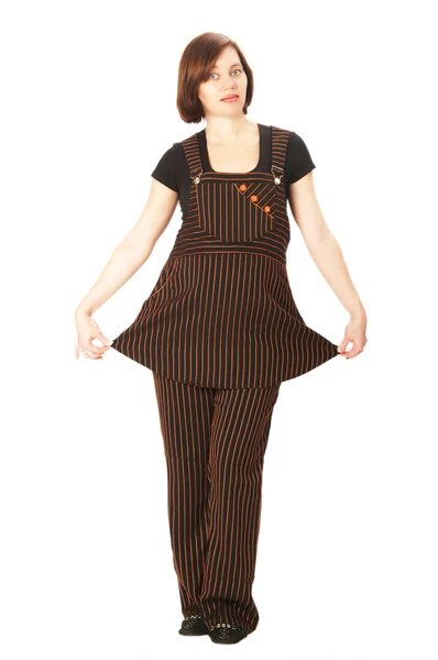The woman in the striped trouser suit — Stock Photo, Image