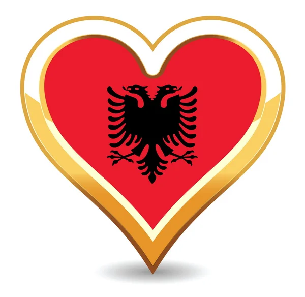 Heart Albania Flag — Stock Vector