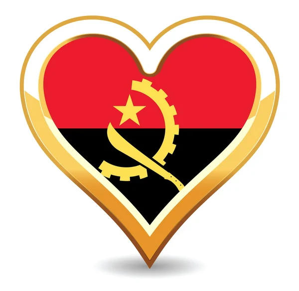Coração Bandeira de Angola — Vetor de Stock