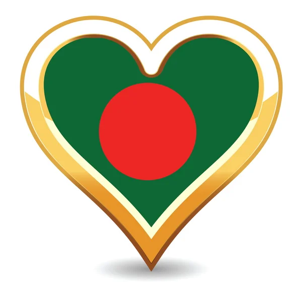 Heart Bangladesh Flag — Stok Vektör