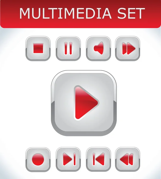 Röd multimedia set — Stock vektor