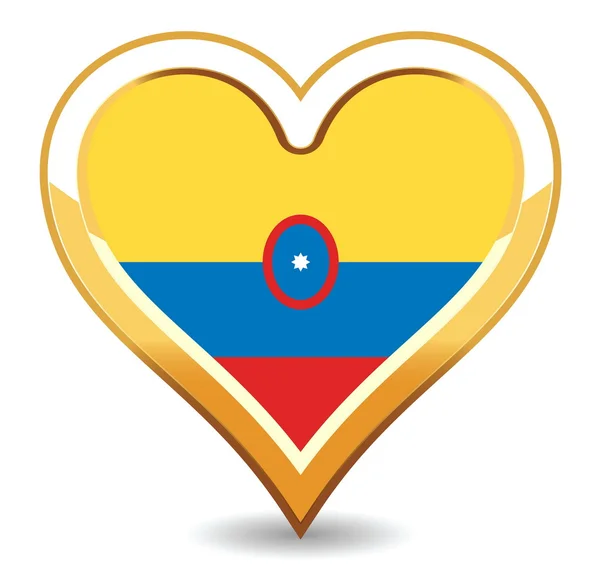 Heart Colombia Flag — Stock Vector