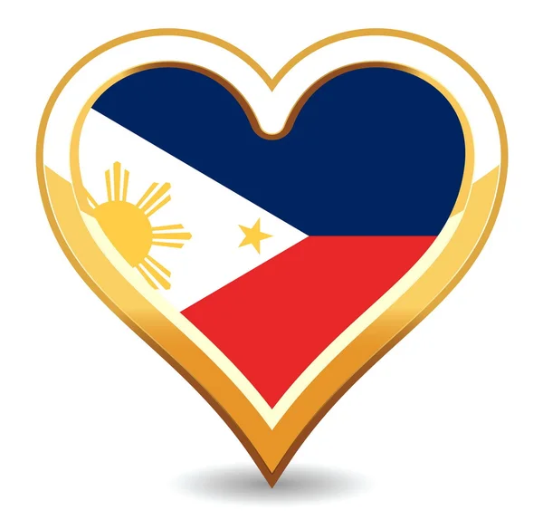 Cuore Filippine Bandiera — Vettoriale Stock