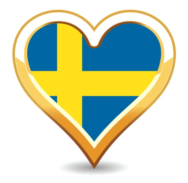 Herz schwedische Flagge — Stockvektor