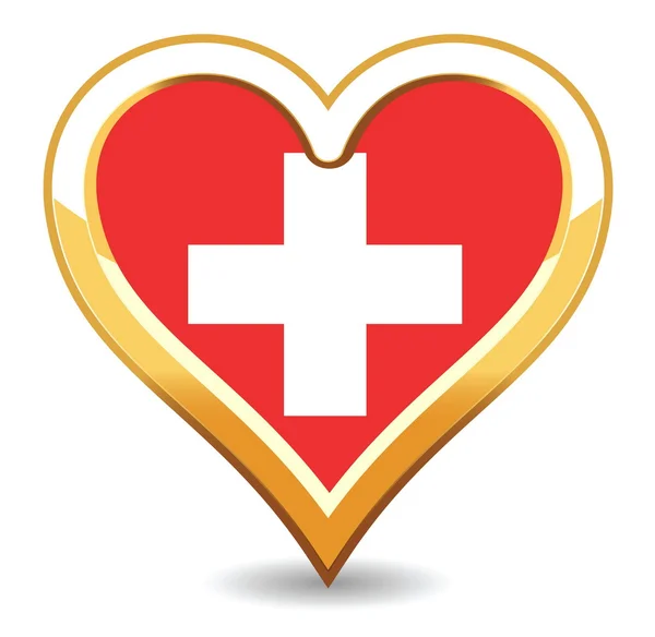 Herz schweizer fahne — Stockvektor