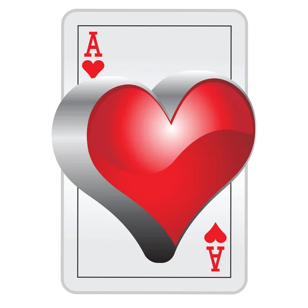 3D Ace of hearts — Stock Vector