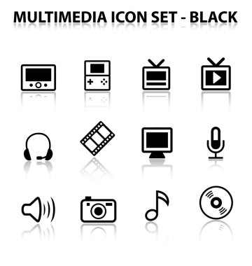 Reflect Multimedia Icon Set (Black)