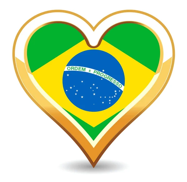Herz brasilianische Flagge — Stockvektor